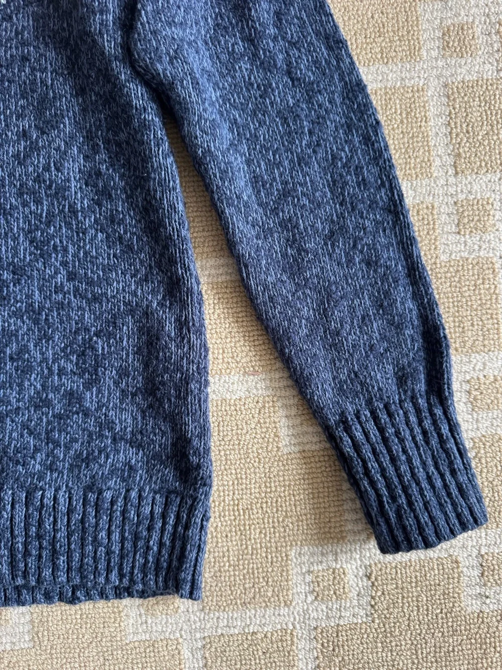 L.L. Bean Cotton Fair Isle Mock Turtleneck Sweater Navy Nordic XS